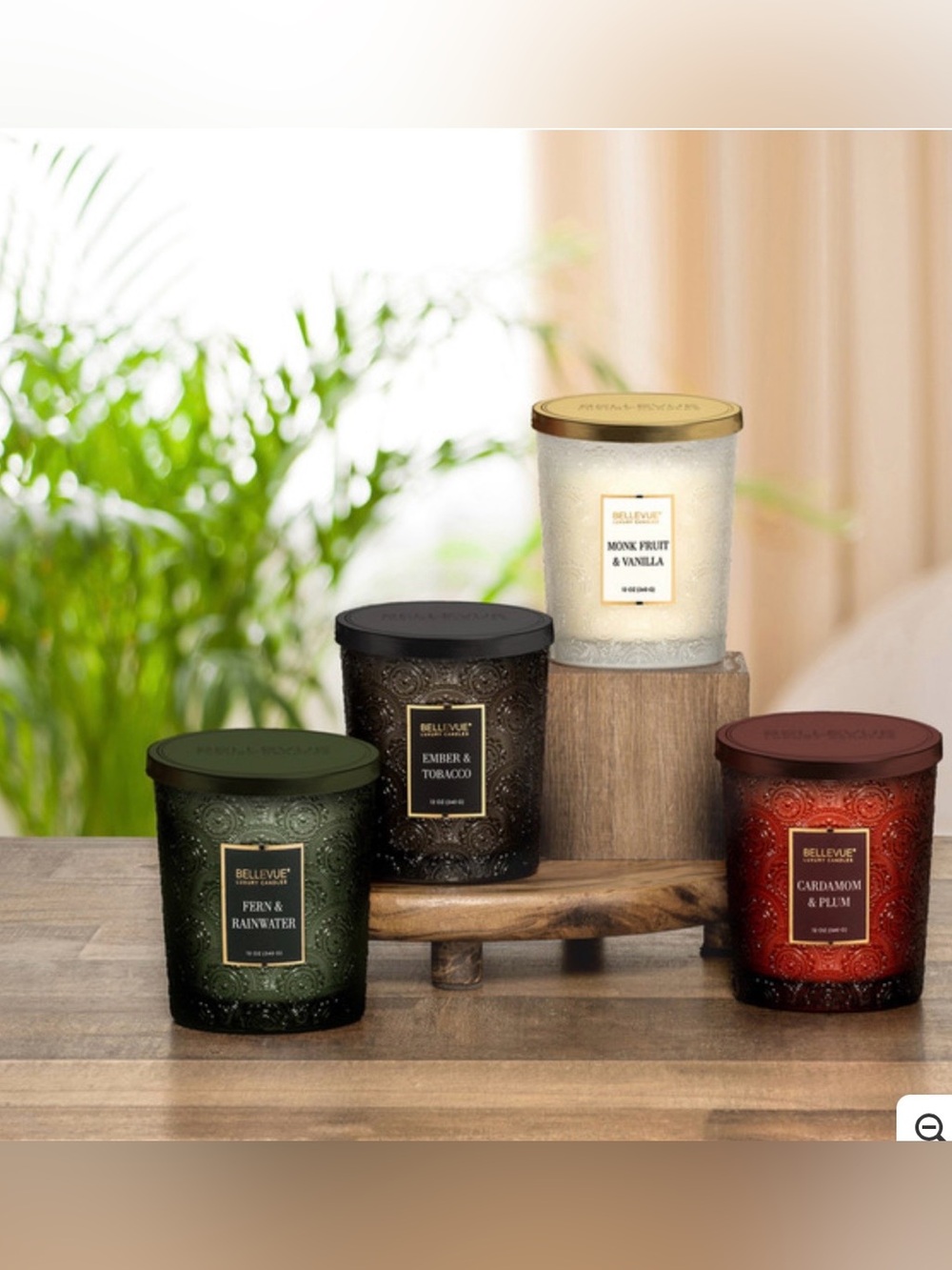 Bellevue Luxury Candles 4 Pack 12oz Soy Blend Glass Gift Set Essential Oils